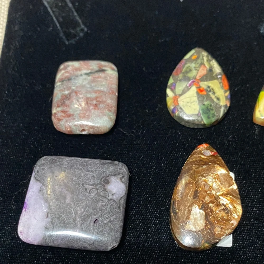 Eight assorted natural gemstones pendants for jewelry makers